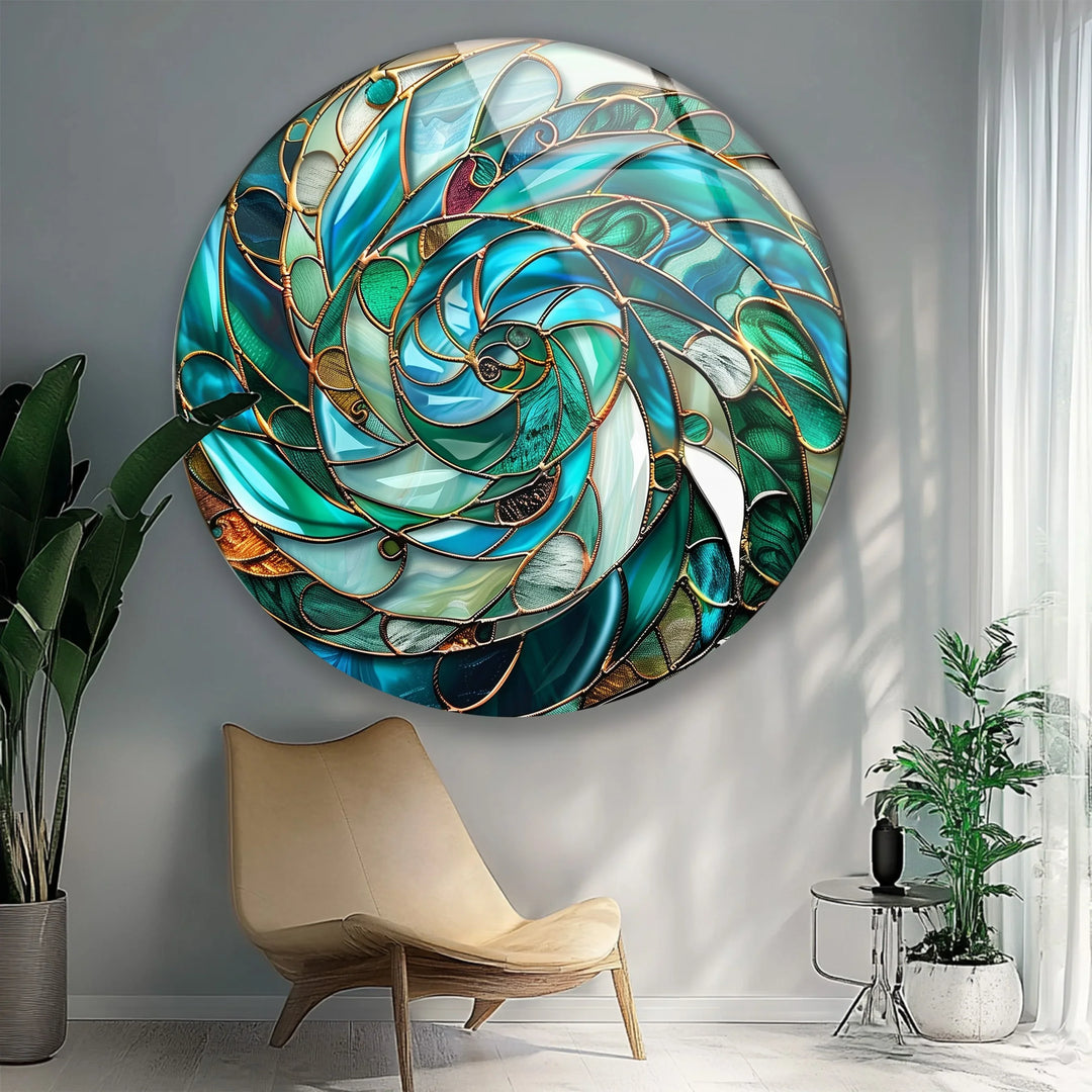 Verdant Vortex Spiral – Round Glass Wall Art - MyPhotoStation