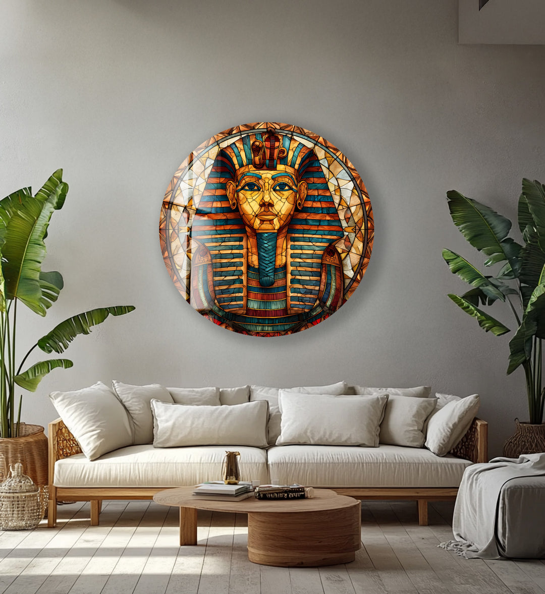 Pharaoh’s Gaze – Round Glass Wall Art