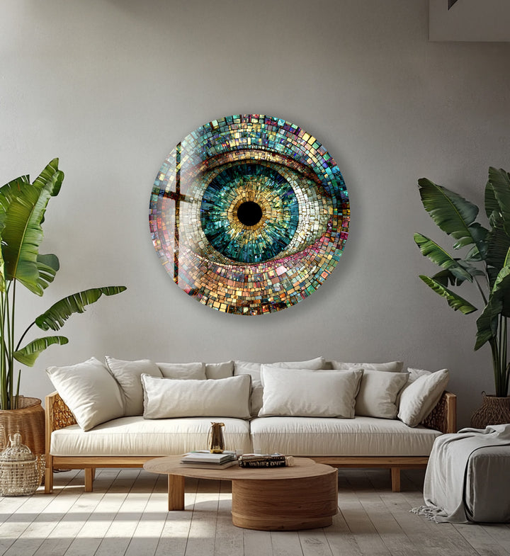 Multicolor Mosaic Pattern – Round Glass Wall Art