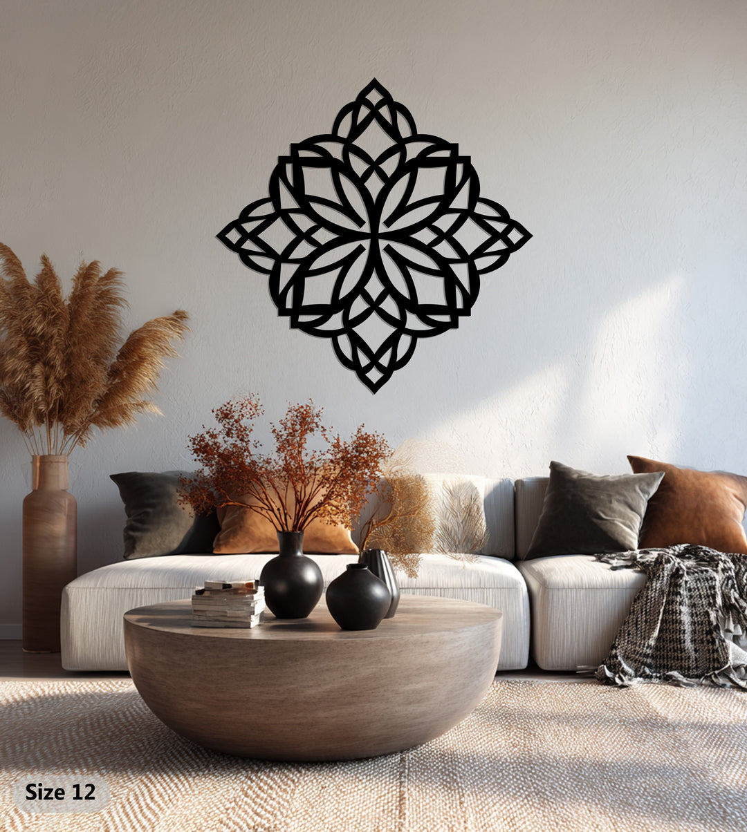 Ethereal Bloom – Geometric Mandala Metal Wall Art