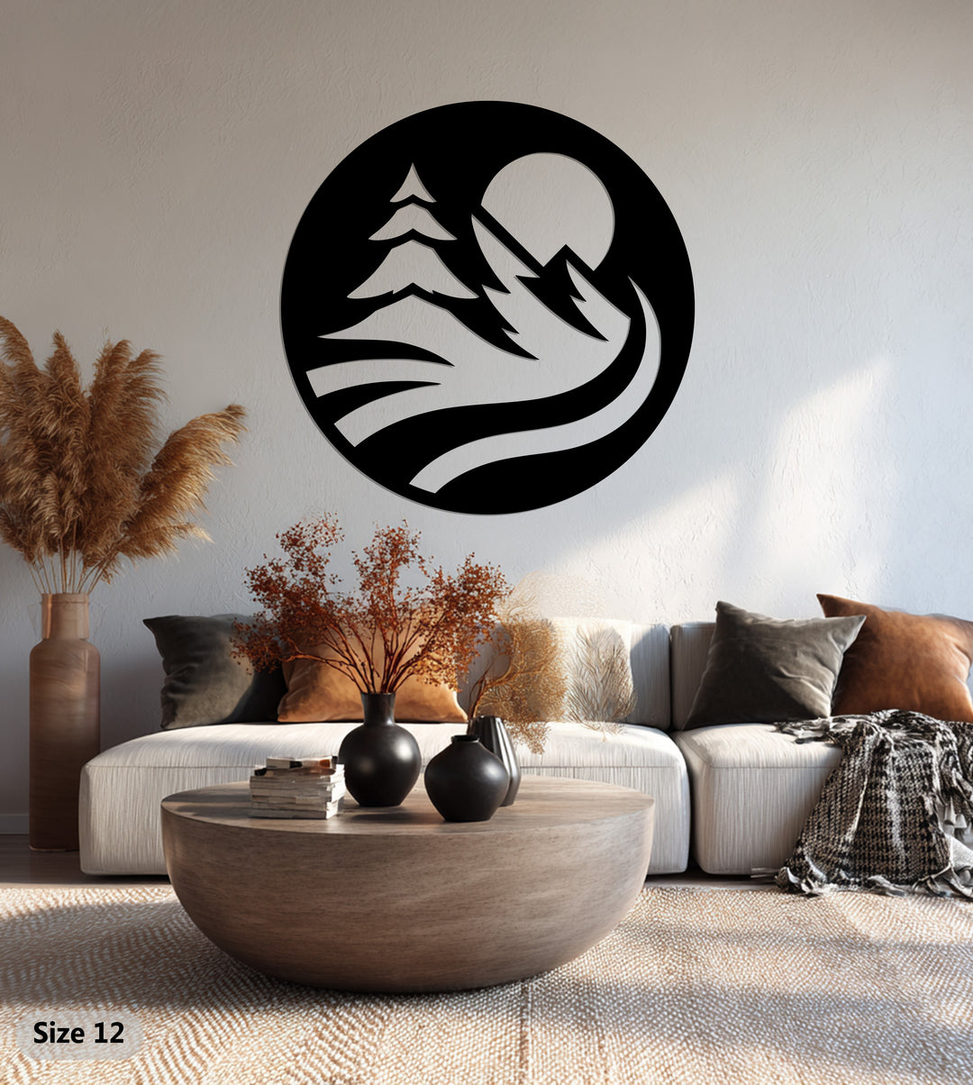 زهرة القمر – القمر وزهرة اللوتس فن جداري معدني