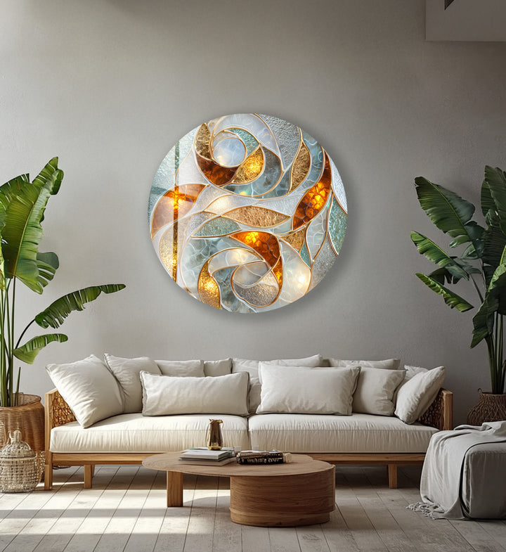 Abstract Swirl Design – Round Glass Wall Art