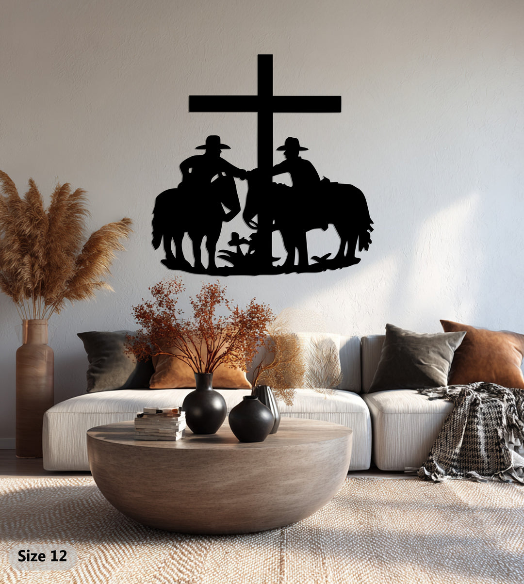 Cowboys at the Cross – Western Christian Metal Wall Art