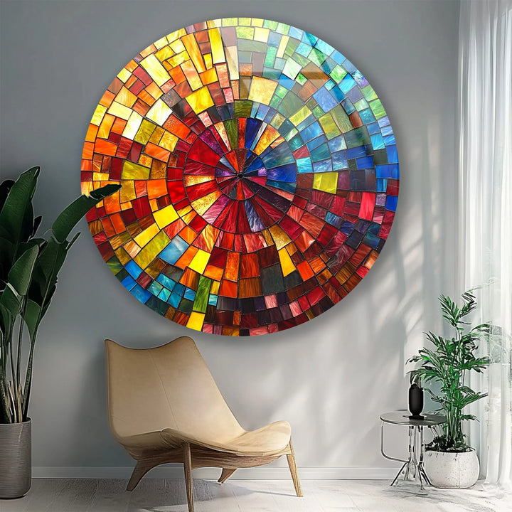 Spectrum Radiance Mosaic Round Glass Wall Art - MyPhotoStation