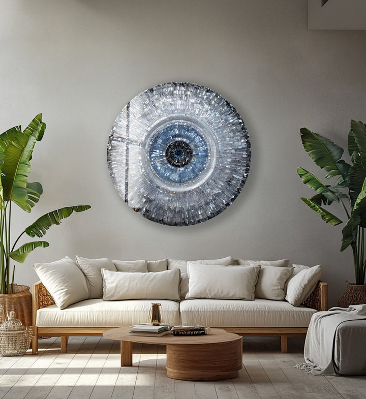 Abstract Crystal Mosaic Eye – Round Glass Wall Art