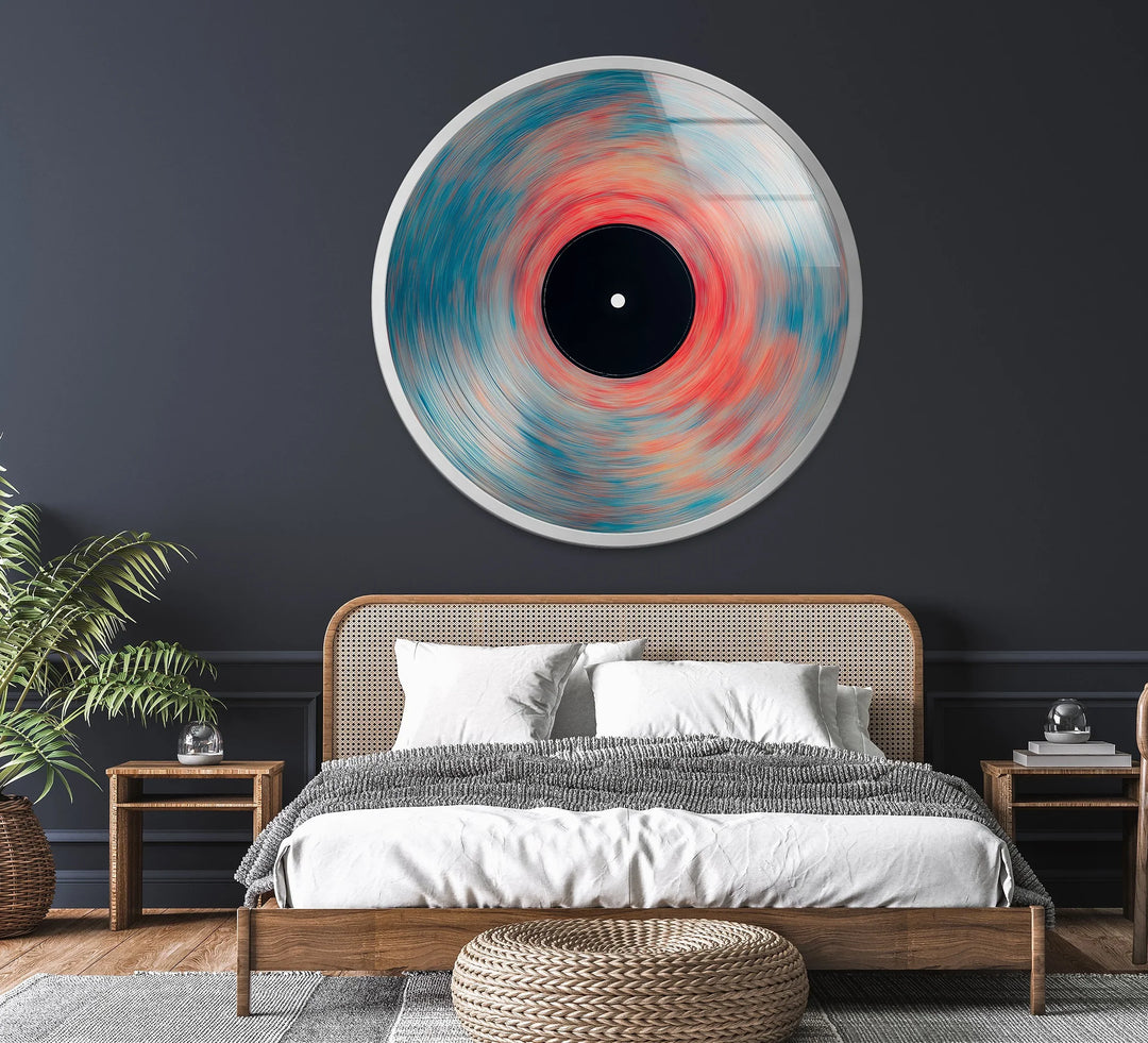 Vinyl-Inspired Abstract Swirl – Round Glass Wall Art - MyPhotoStation
