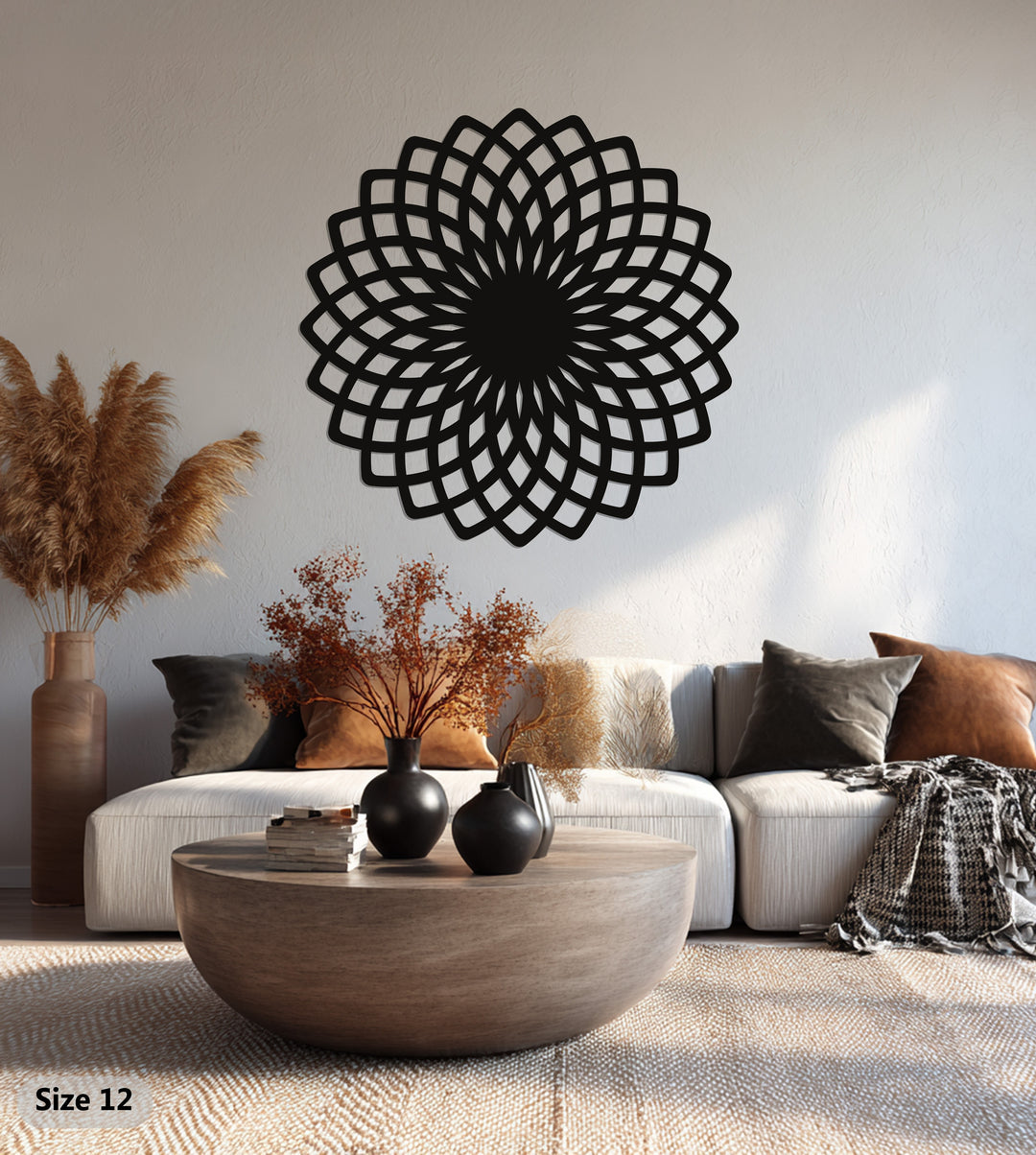 Geometric Flower Mandala Metal Wall Art – Modern Abstract Home Décor
