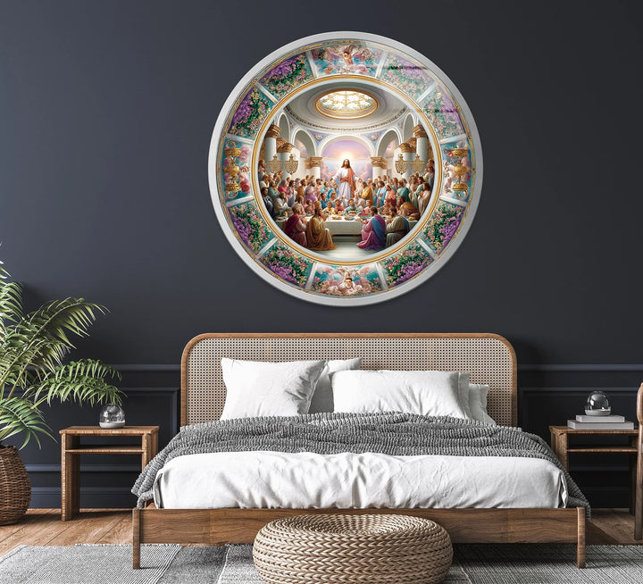 Heavenly Last Supper Scene – Round Glass Wall Art - MyPhotoStation