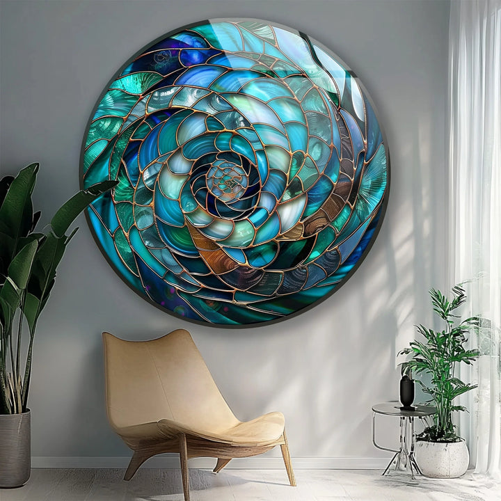 Ocean Vortex Spiral – Round Glass Wall Art - MyPhotoStation