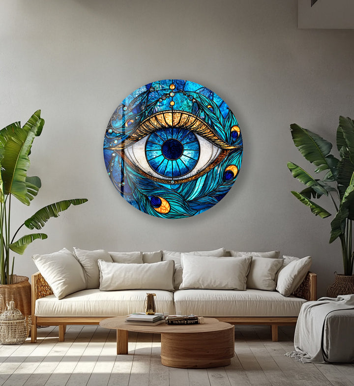 Mystic Eye Radiance – Round Glass Wall Art