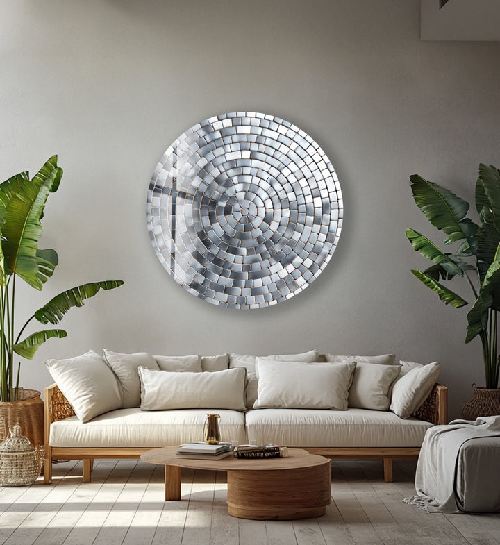 Steel Ripple – Round Glass Wall Art
