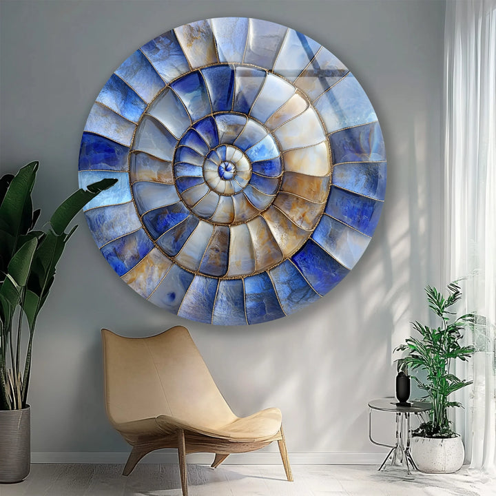 Coastal Blue & Sand Round Glass Wall Art - MyPhotoStation