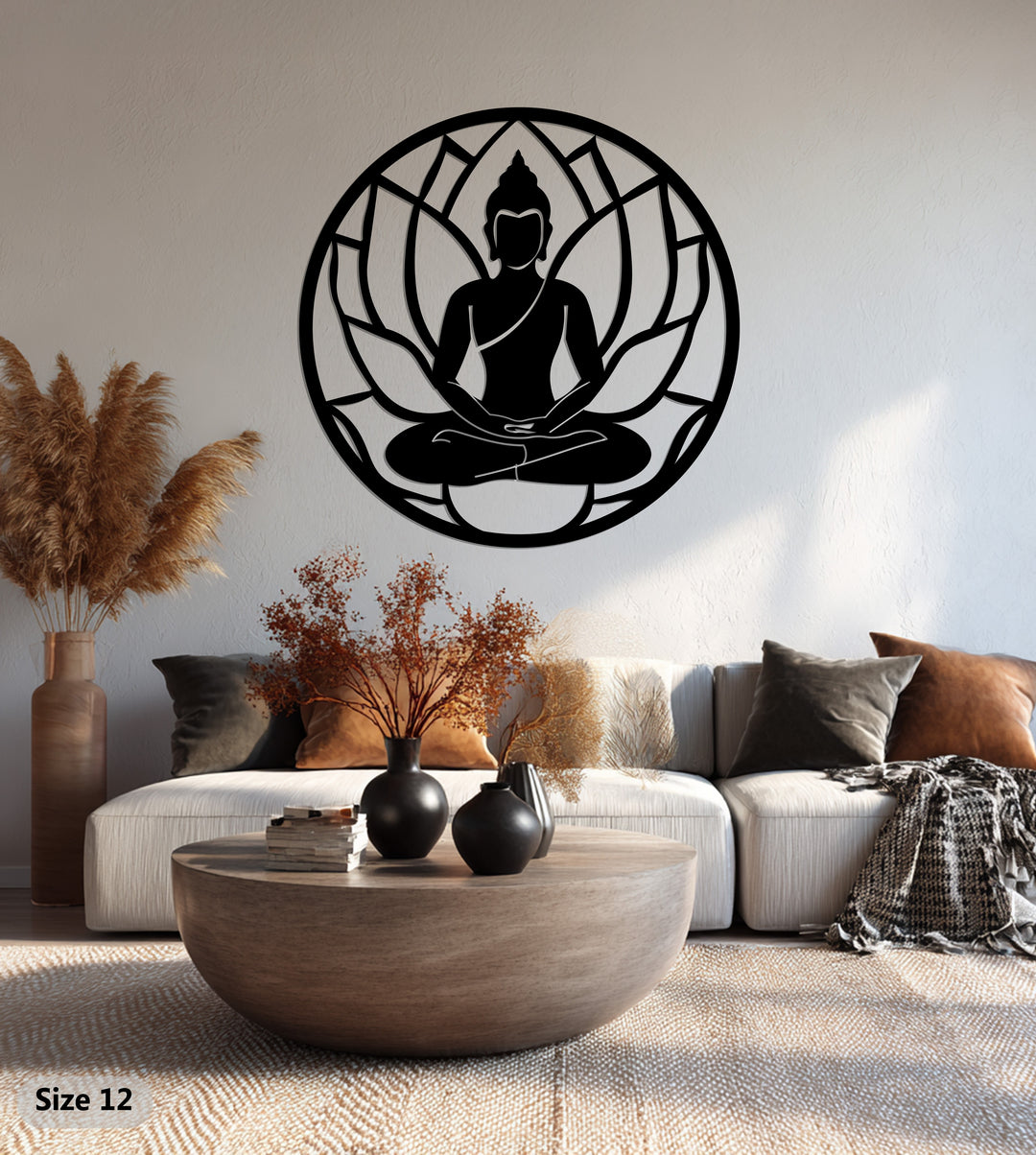 Tranquil lotus Buddha metal wall hanging