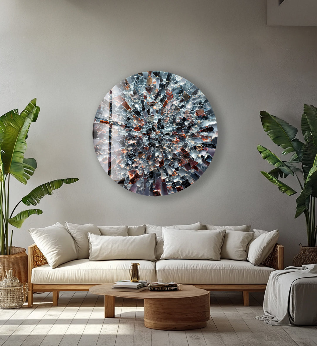 Obsidian Starburst – Round Glass Wall Art