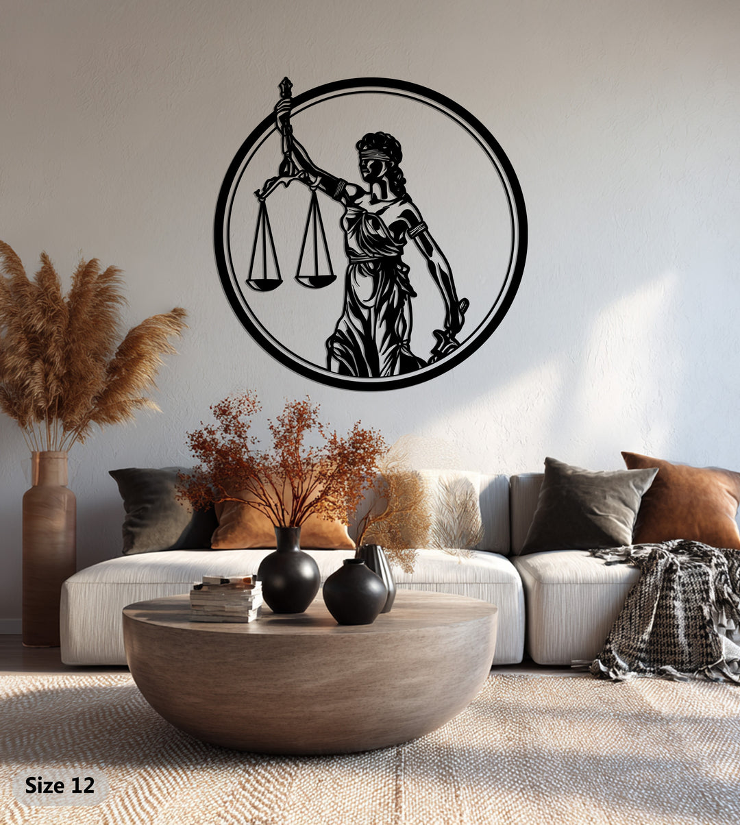 Lady Justice Metal Wall Art – Symbol of Law and Fairness