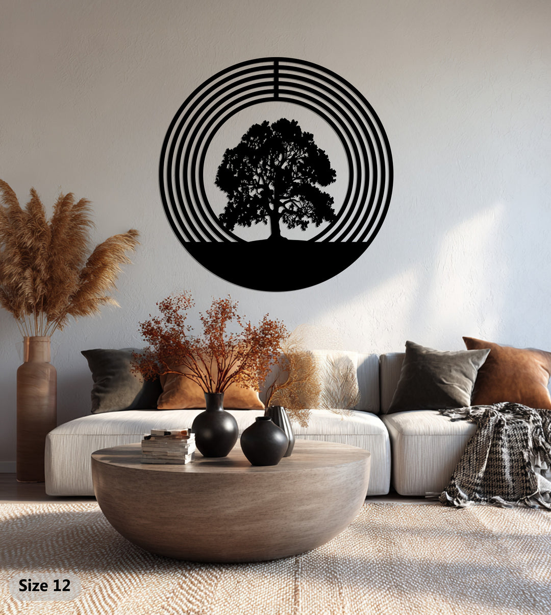Arbre de Vie Sacré–Circulaire Moderne Décoration Murale Métal