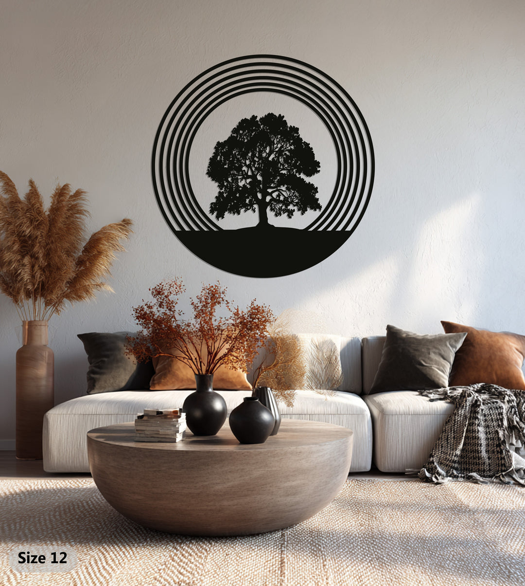 Sacred Tree of Life – Modern Circular Metal Wall Art
