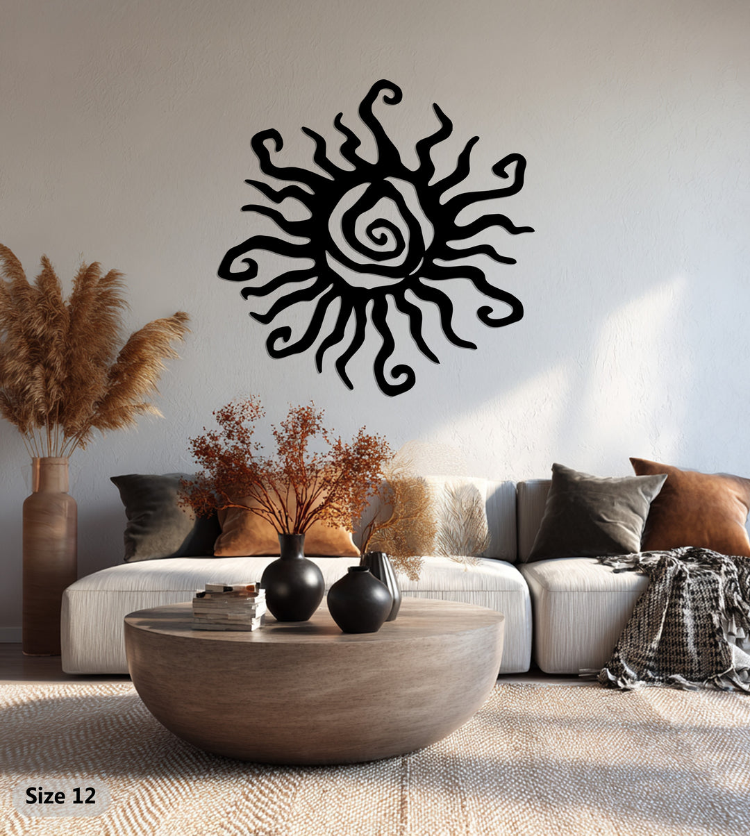 Golden Spiral Sun – Abstract Metal Wall Art