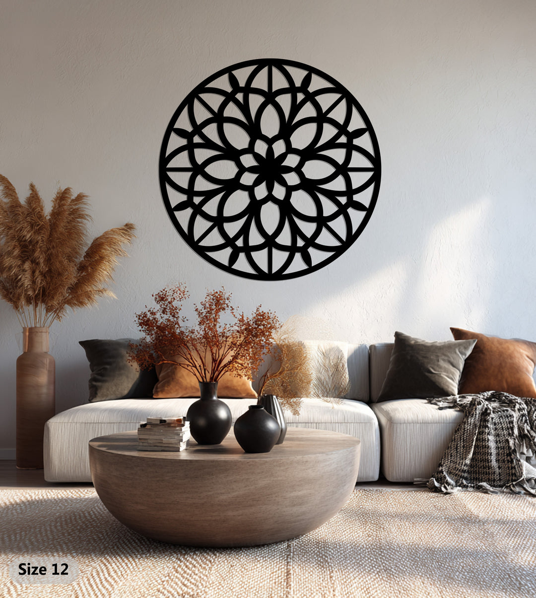 تناغم الأزهار – ماندالا فن جداري معدني