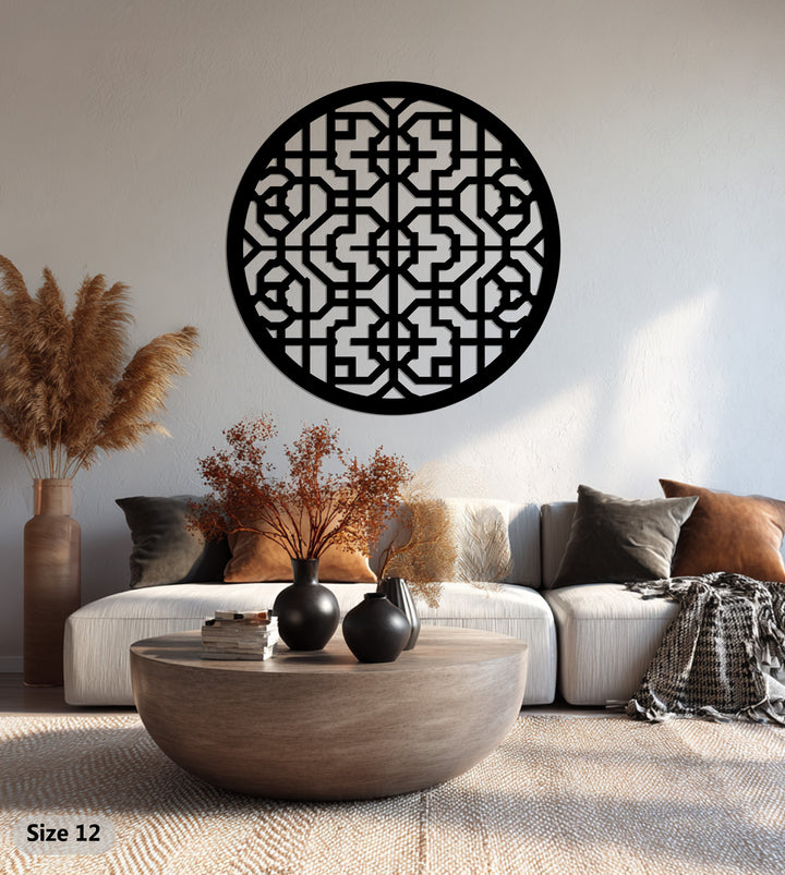 Minimalist circular metal wall sculpture for home design