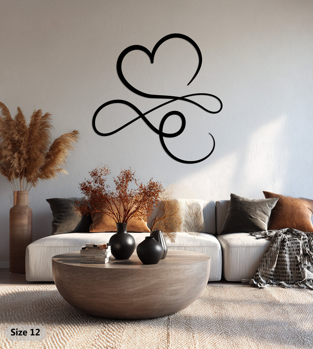 Heart & Infinity – Minimalist Love Symbol Metal Wall Art