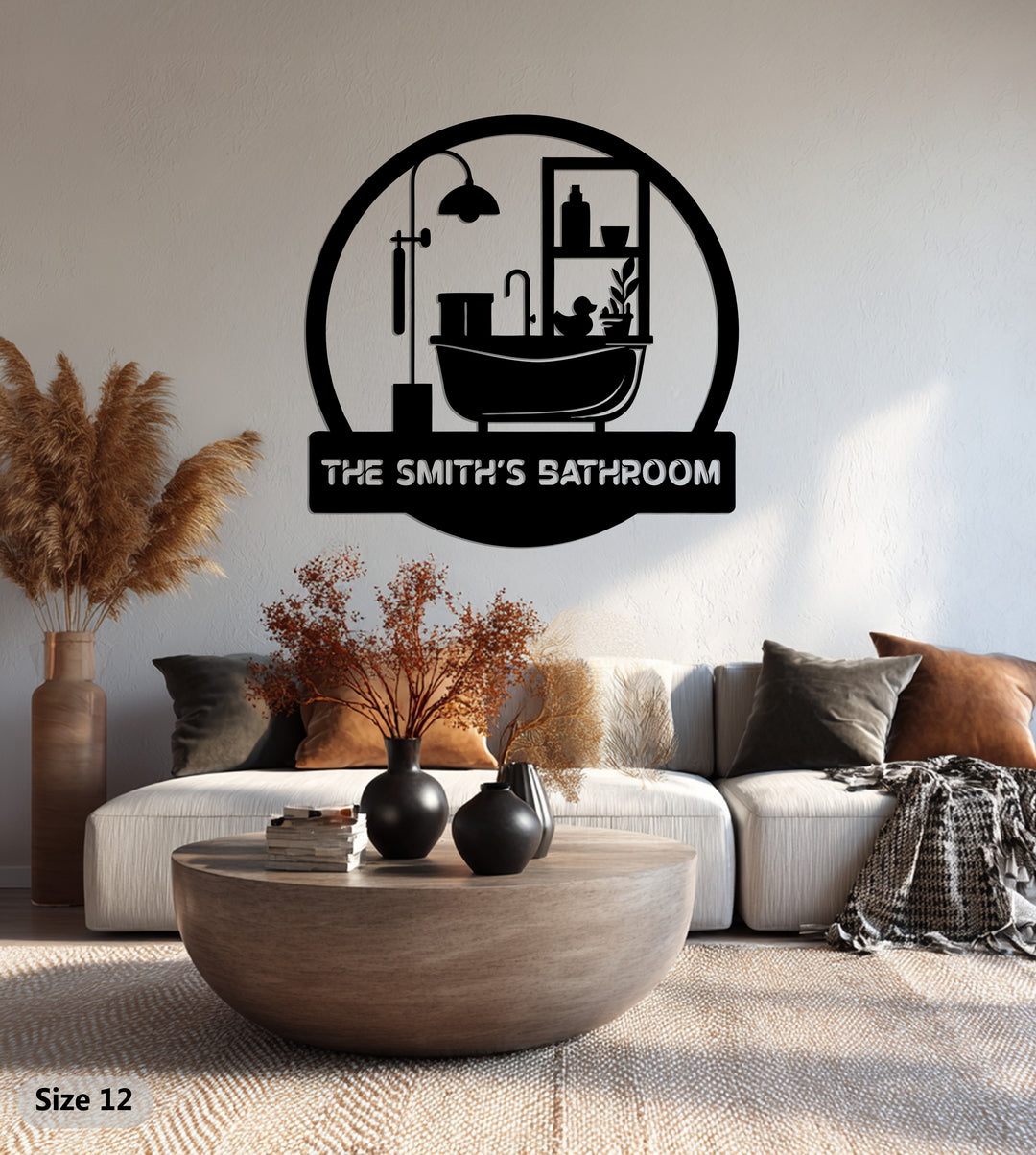 Personalized Bathroom Sign – Custom Name Metal Wall Art