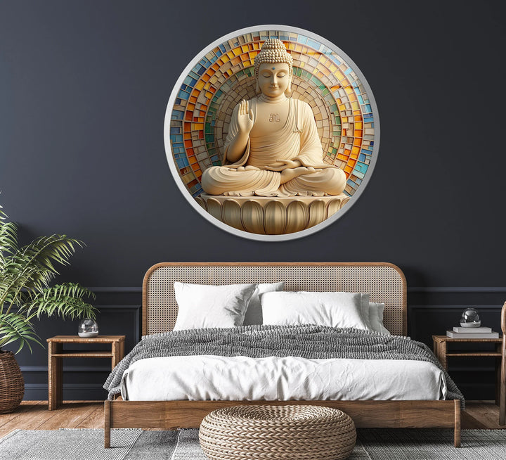 Enlightened Serenity Buddha – Round Glass Wall Art - MyPhotoStation