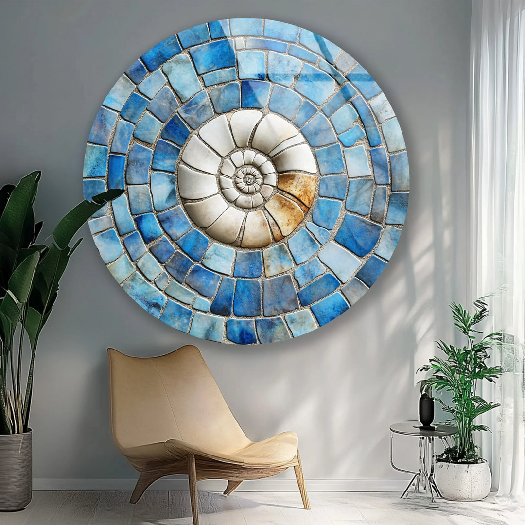 Coastal Fossil Spiral Round Glass Wall Art - MyPhotoStation