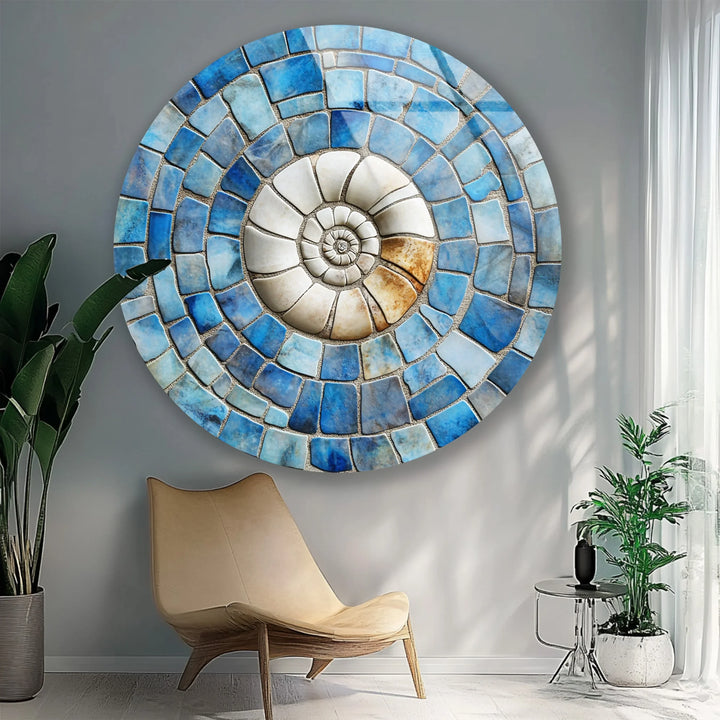 Coastal Fossil Spiral Round Glass Wall Art - MyPhotoStation