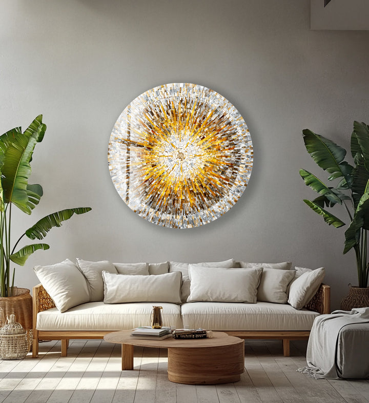 Sunbeam Mosaic Design  – Round Glass Wall Art