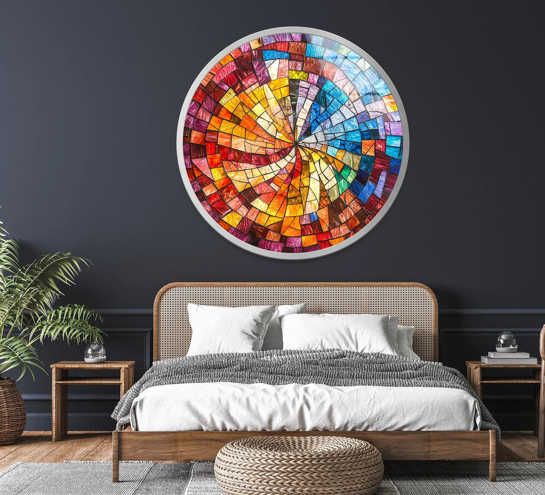 Solar Spiral Burst – Round Glass Wall Art - MyPhotoStation
