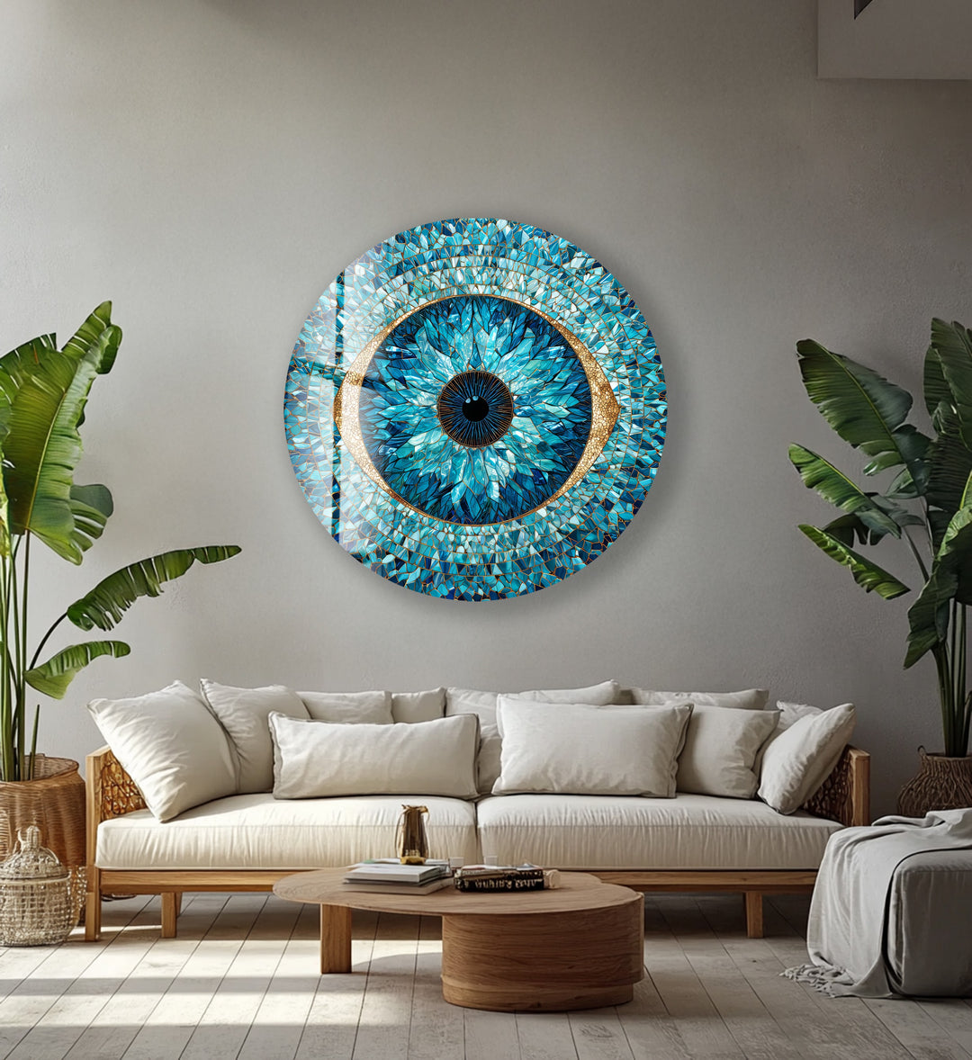 Guardian Iris – Round Glass Wall Art