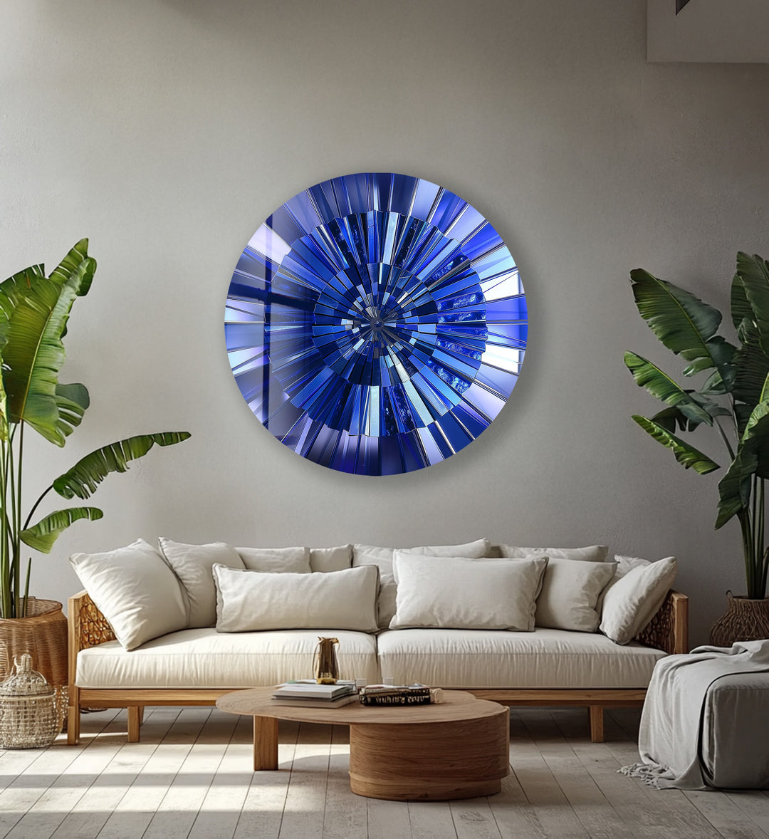 Blue Radiance – Deep Sapphire Round Glass Wall Art