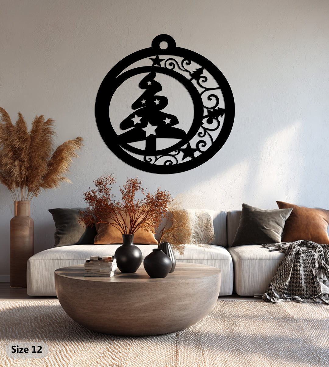 زينة شجرة عيد الميلاد السماوية نويل فن جداري معدني