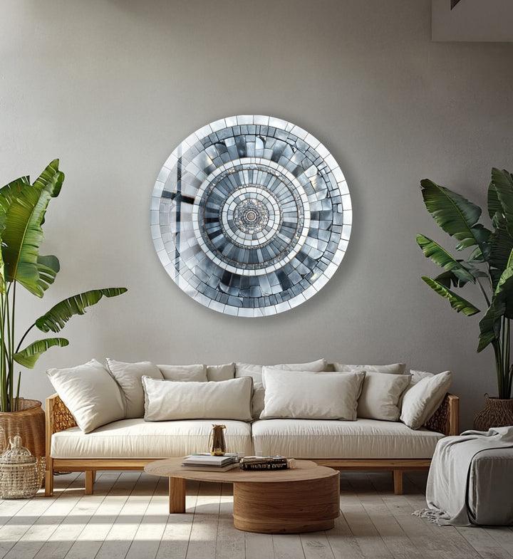 Arctic Labyrinth – Round Glass Wall Art