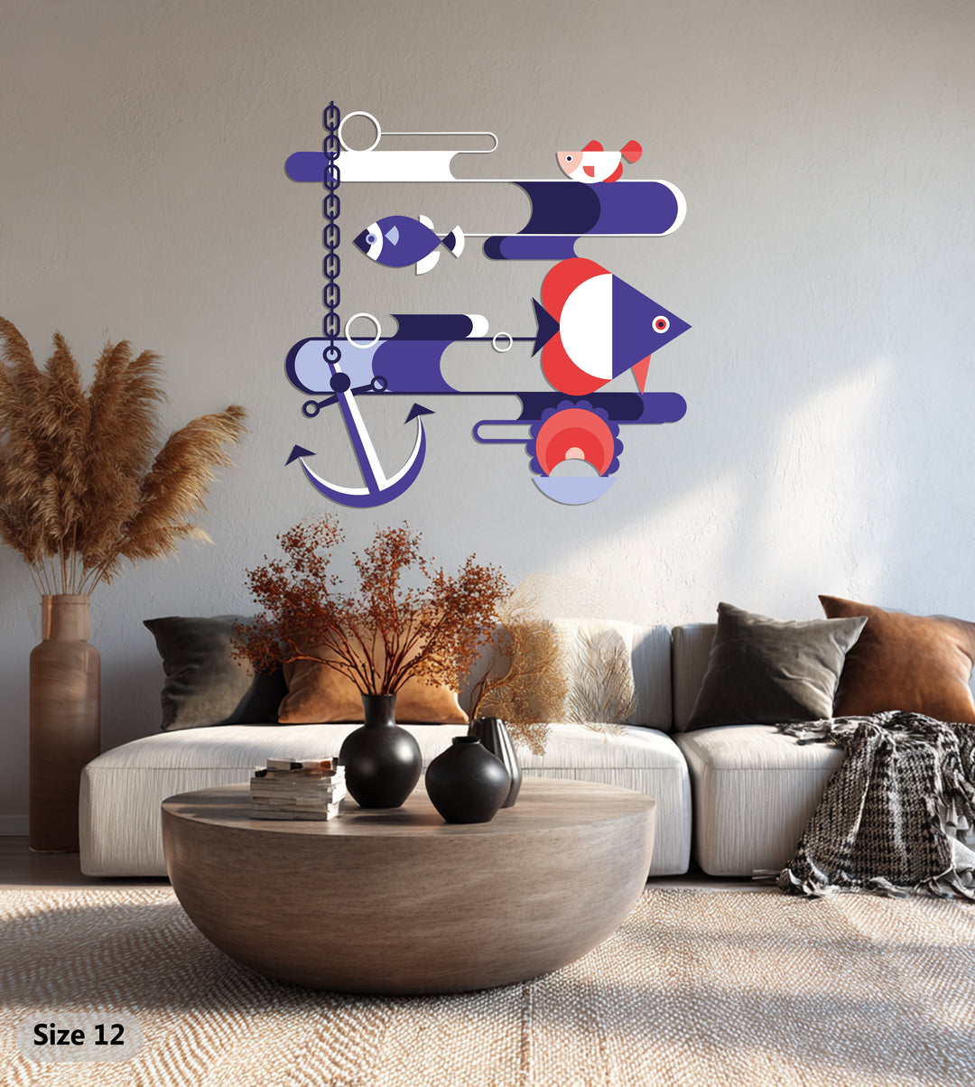 Nautical Harmony Metal Wall Art – Modern Ocean-Inspired Abstract Design