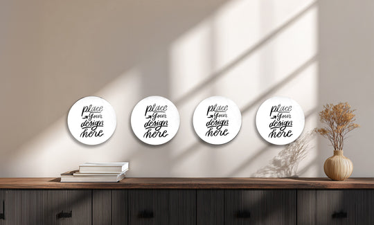Round set glass wall art shows custom photo designs and is personalized wall art and a personalized gift in a four piece wall art collection