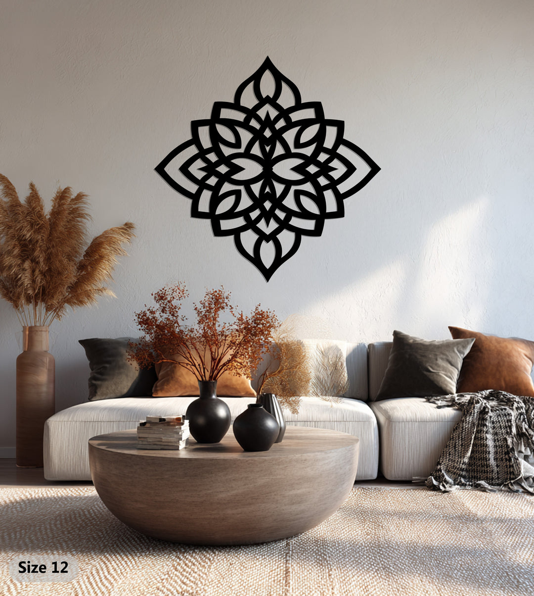 Elegant black lotus metal wall art for meditation space