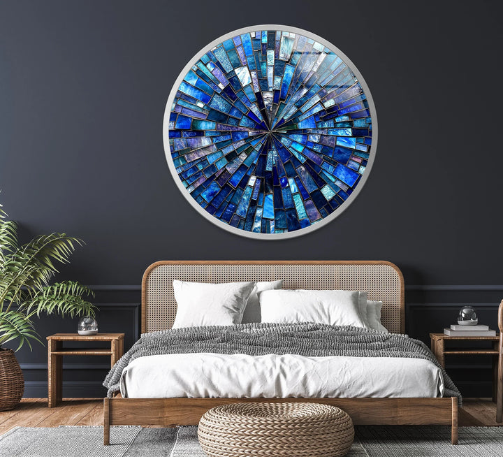 Radiant Mosaic Burst – Round Glass Wall Art - MyPhotoStation