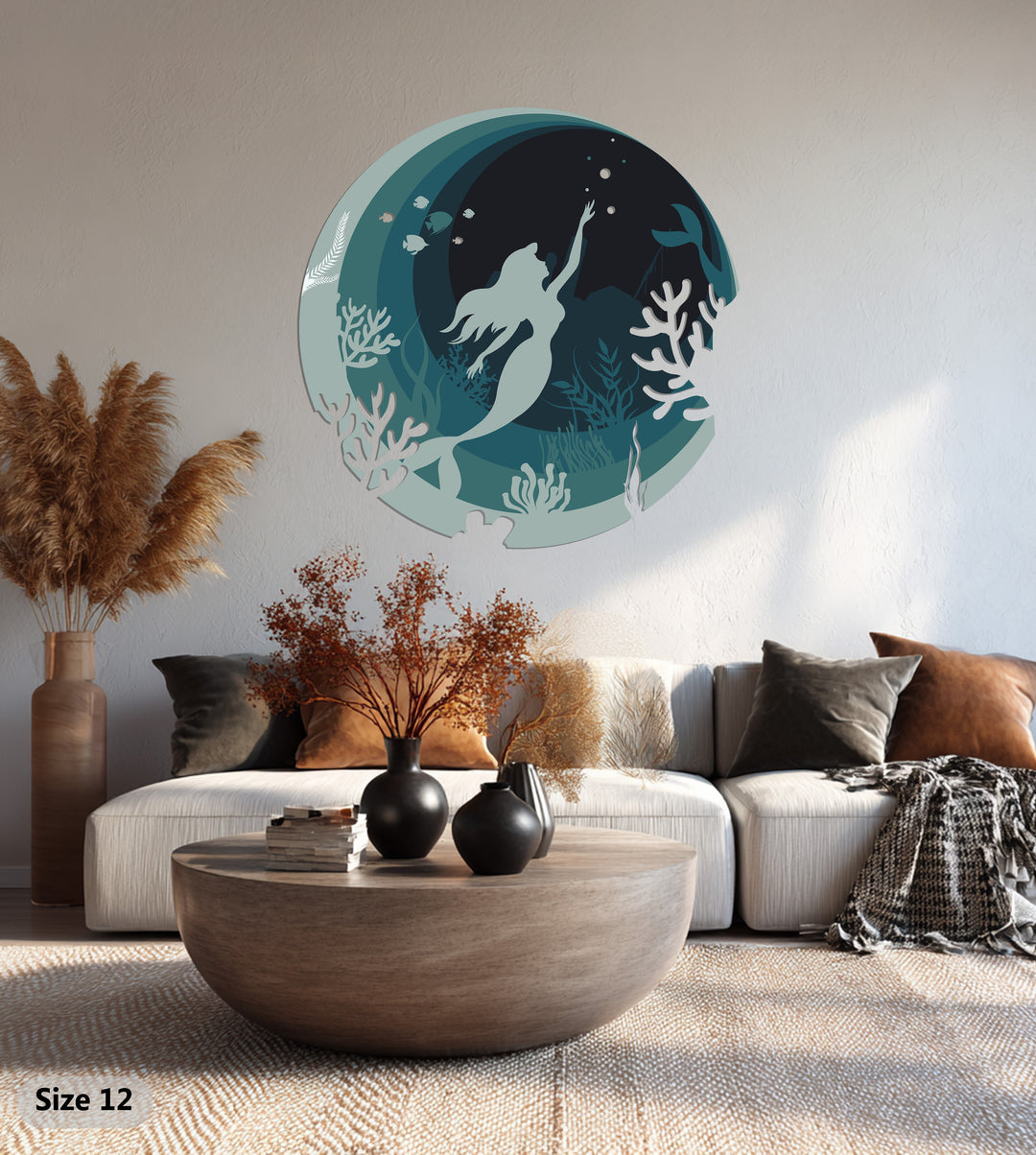 Underwater Dream Mermaid Metal Wall Art – Ocean Fantasy Decor