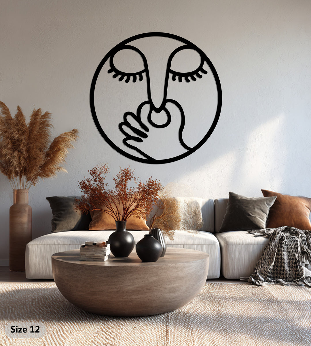 Golden Silence Face – Abstract Modern Metal Wall Art