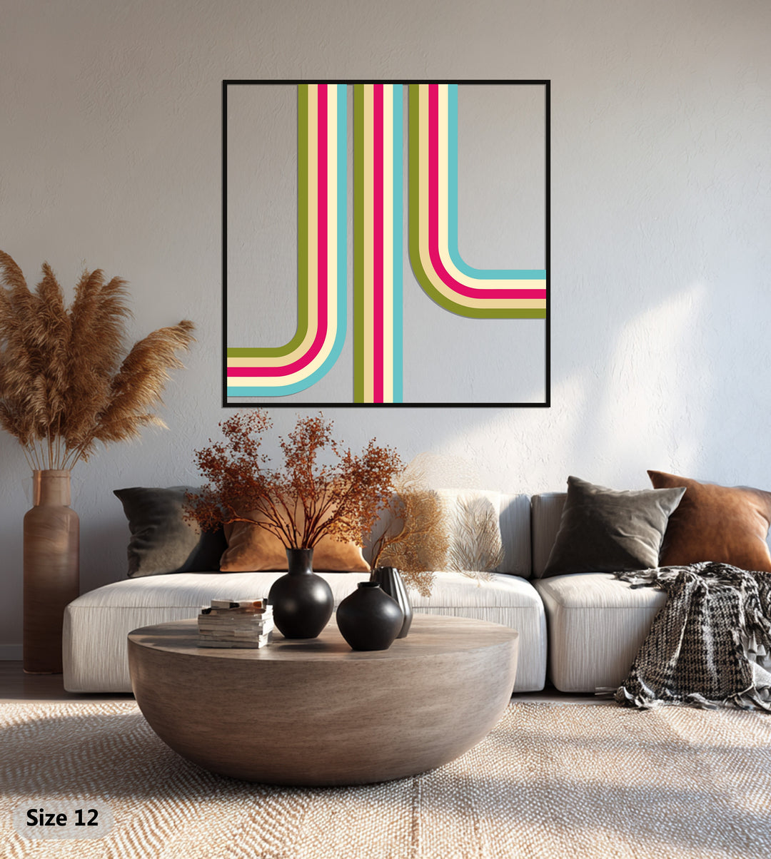 Retro Lines Metal Wall Art – Colorful Geometric Modern Home Decor