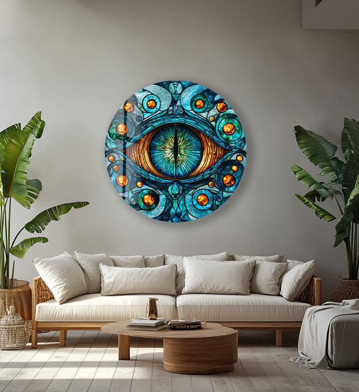 Serpent's Gaze – Round Glass Wall Art