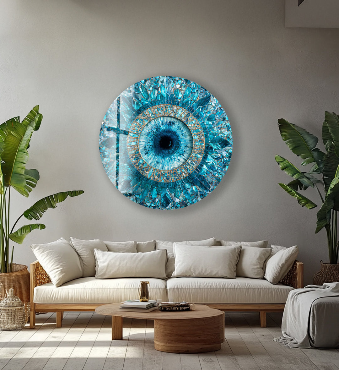 Aqua Vision Mosaic – Round Glass Wall Art