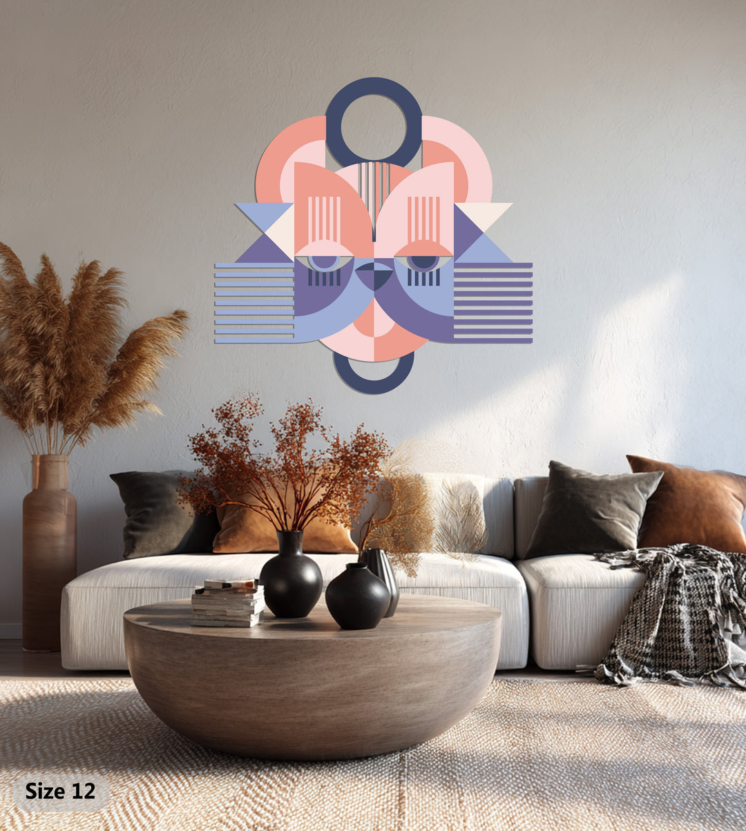 Geometric Cat Face Metal Wall Art – Modern Abstract Animal Design