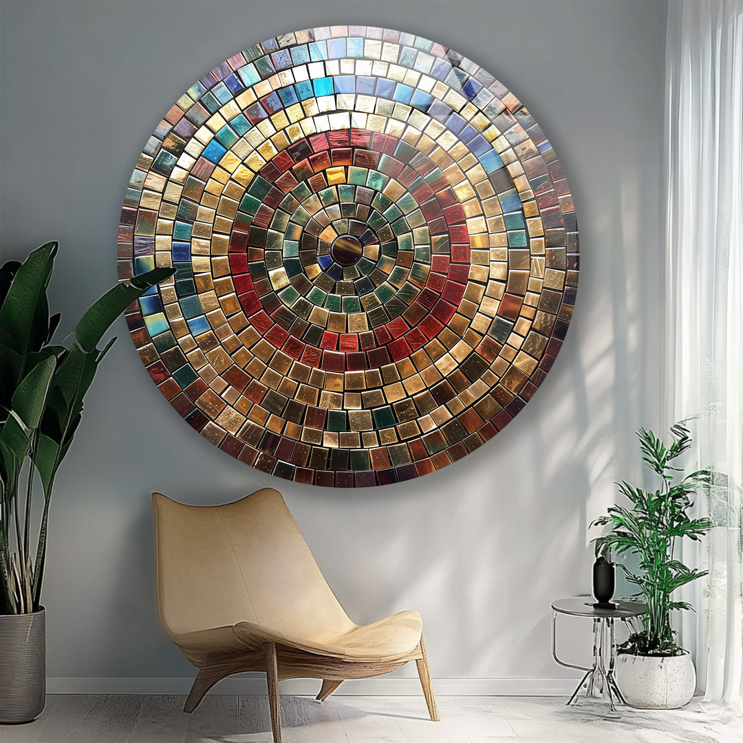 Eternal Spectrum – Multicolor Mosaic Round Glass Wall Art