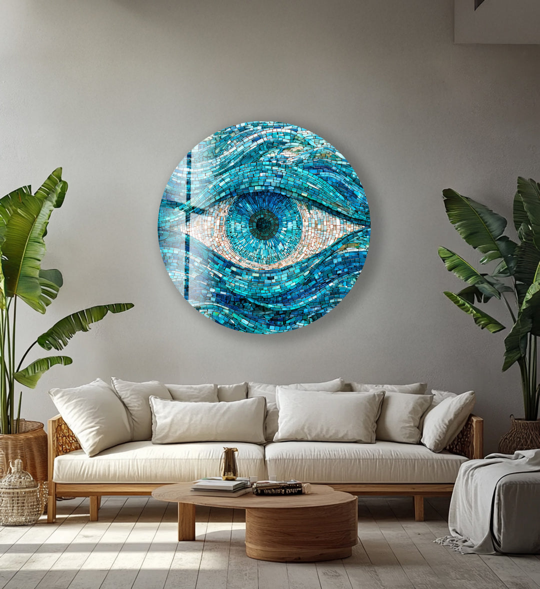 Aqua Watcher – Round Glass Wall Art