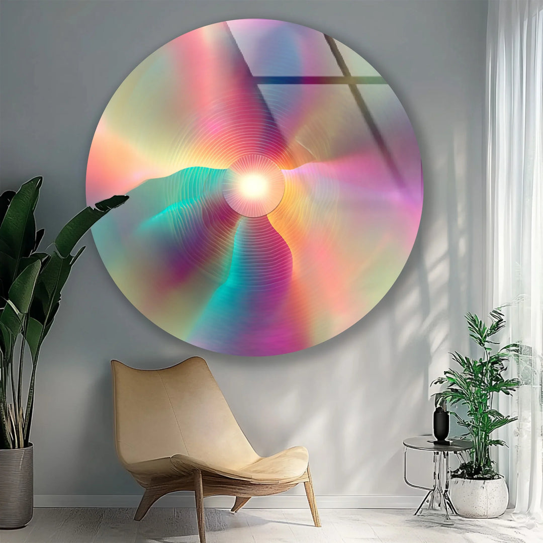 Iridescent Glow – Round Glass Wall Art - MyPhotoStation