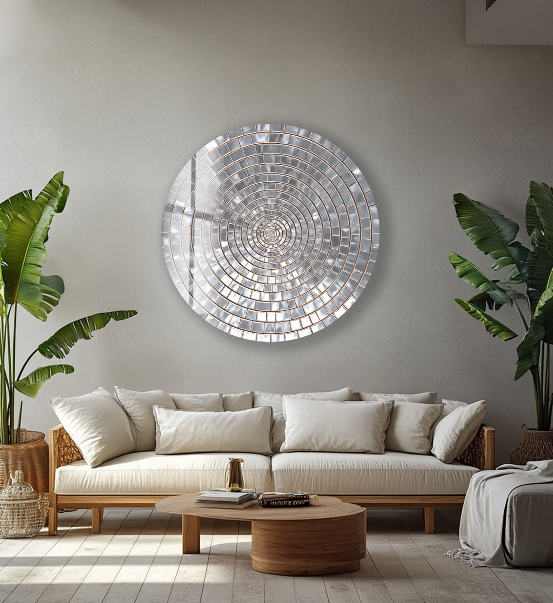 Silver Echo – Round Glass Wall Art