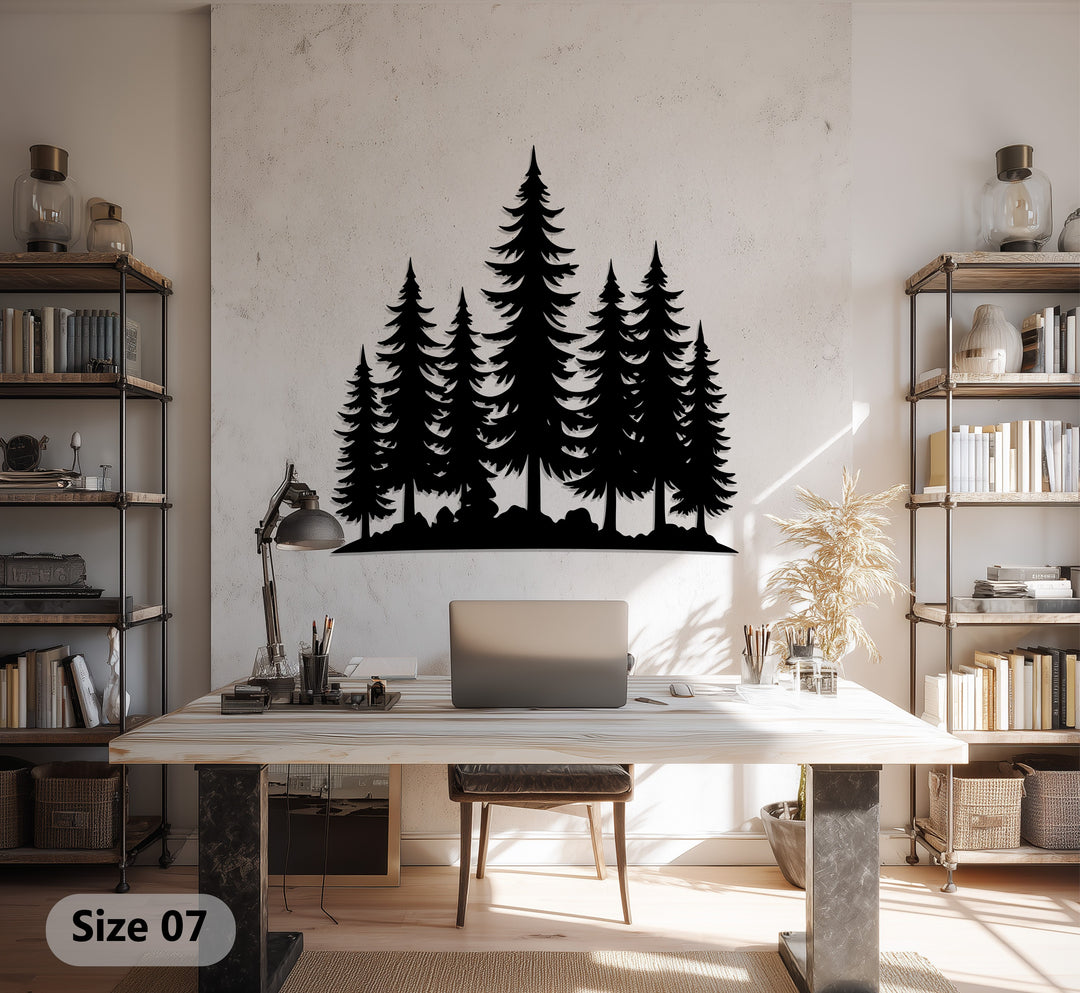 Forest design matte black metal wall décor